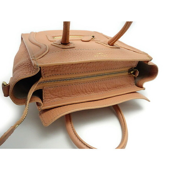 Celine Handbag Luggage Nano Shopper Leather Pink Beige - Picture 6 of 7